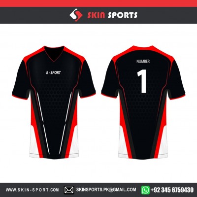 RED BLACK HONEY COMB   SOCCER JERSEYS